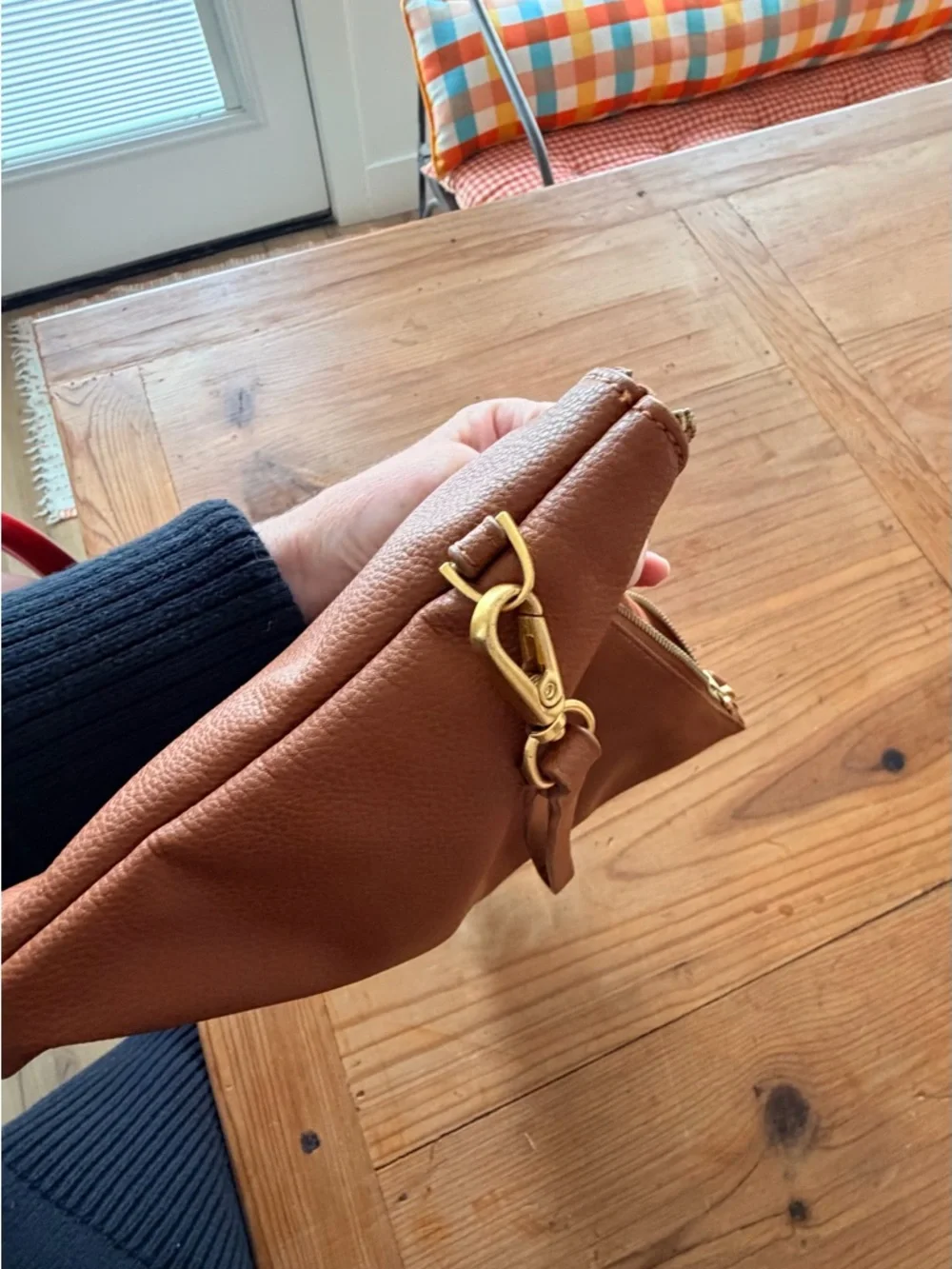 FAWN Leather Wristlet Clutch in Caramel Brown - Picture 5 of 5